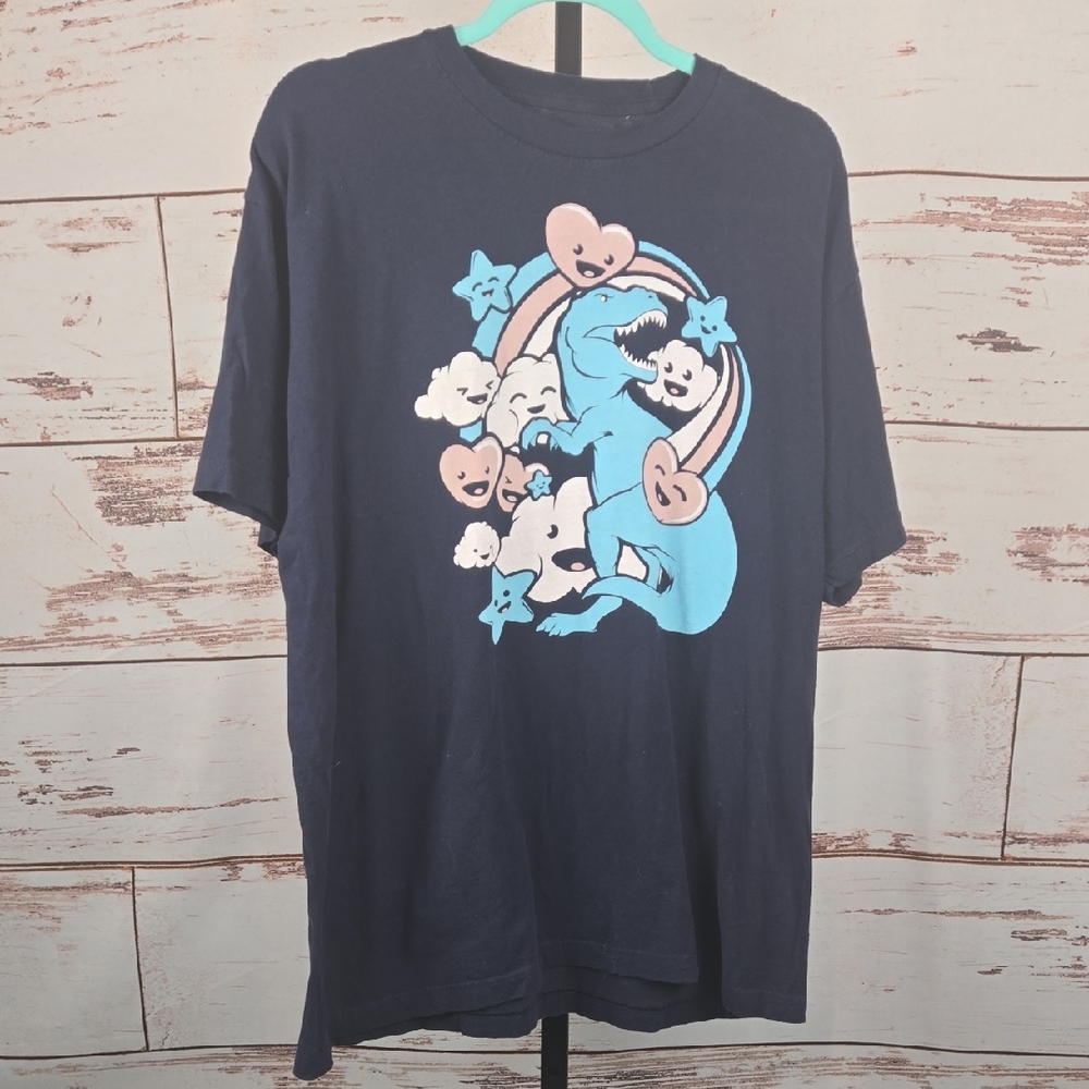 Boardwalk Men's T-Rex Kawaii Adventure T-Shirt Blue Size XL